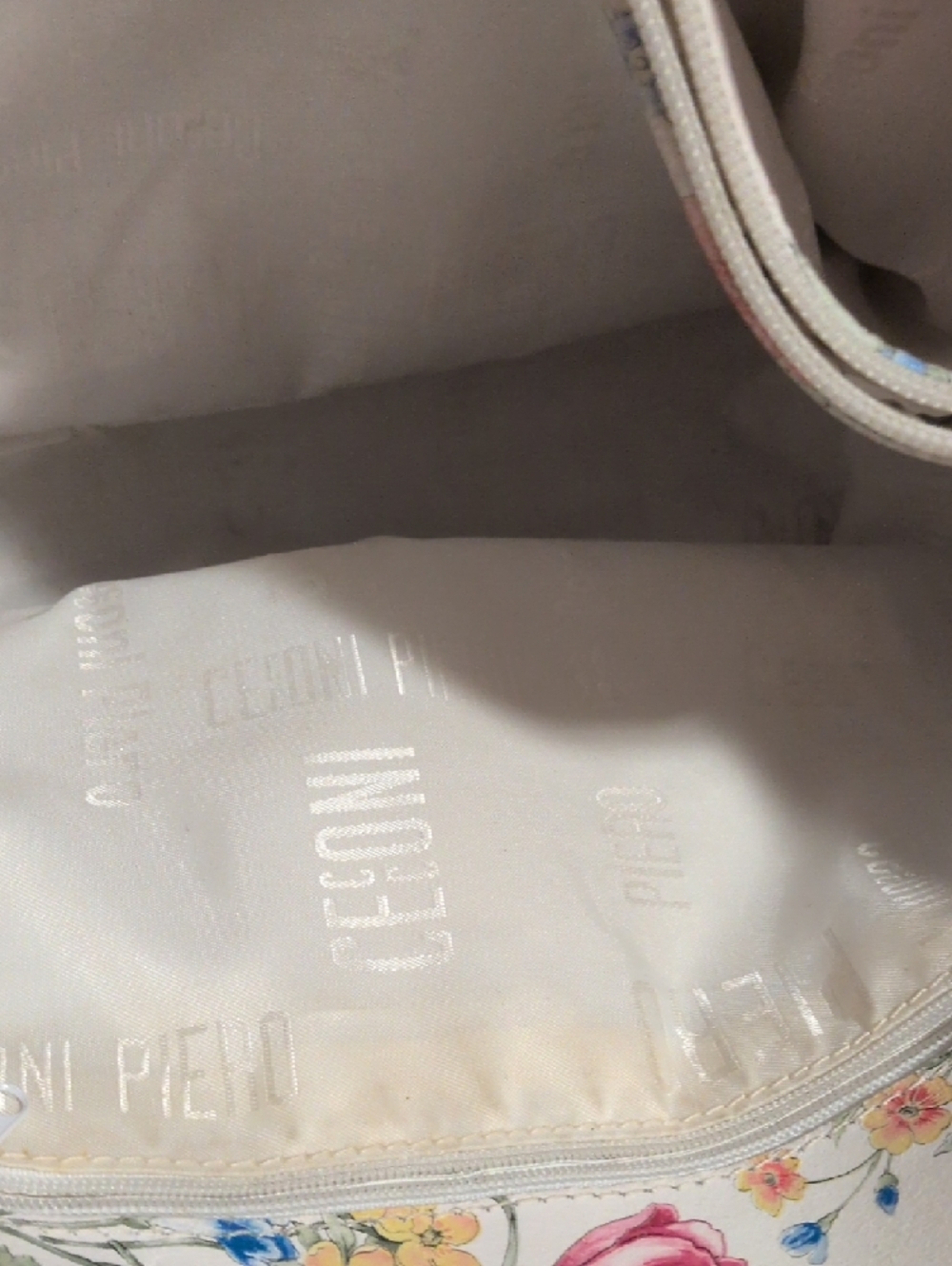 Cecconi Peiro Cream Floral & Ladybug  Leather Shoulder Bag - Picture 4 of 9